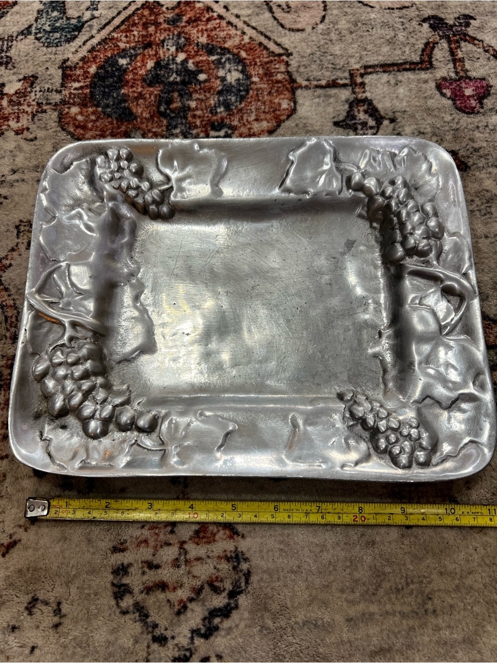 Arthur Court Silver Grape & Leaf Decorative Tray 11 inch - some wear